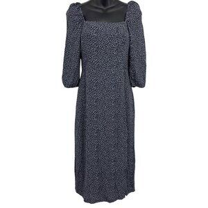 Abercrombie Fitch Dress Women Small S Midi 3/4 Puff Sleeve Leopard Square New